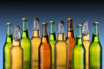 Cold wet beer bottles