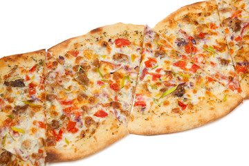 Ranch pizza isolated on white