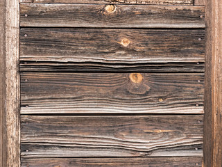 Old wooden background. Horizontal boards. Dark braun colour.