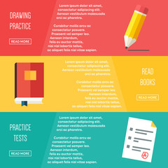 Set of flat color design web banners for Learning. Concepts web banner and printed materials. Vector illustration.