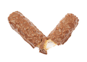 Caramel chocolate bar isolated