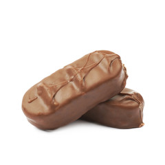 Coconut filled chocolate bar isolated
