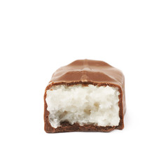 Coconut filled chocolate bar isolated