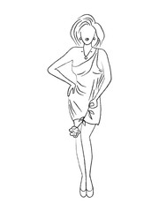 Silhouette of beautiful woman. Vector sketch. Hand drawn illustration