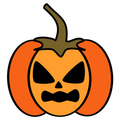 cartoon pumpkin isolated on white background vector illustration
