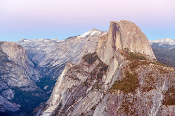 Half Dome Rock in Yosemite National Park at sunset