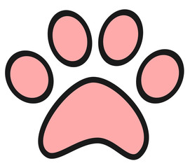 cute black white pink paw icon vector illustration

