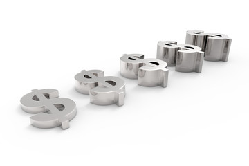 Making Money / Dollar Currency in Silver/ 3D Rendering