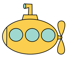 cute cartoon yellow submarine isolated on white background vector illustration
