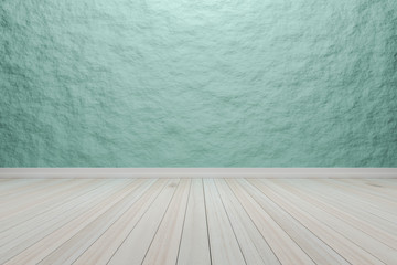 Empty interior light green room with wooden floor, For present y