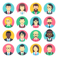 People avatars set. Flat design people icons set isolated on white background. Vector icons
