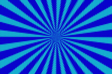 Dark blue and light blue rays from the middle with hexagonal pattern