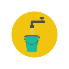 Bucket and water tap illustration