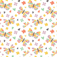 Butterfly vector seamless patterns