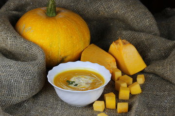 Pumpkin soup cooking