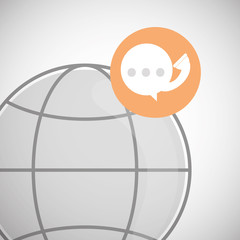 Call center design. Global communication. Flat illustration,