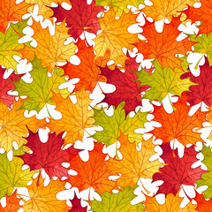Autumn seamless pattern with watercolor maple leaves