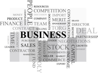 Надпись бизнес. Набор слов на тему бизнеса.