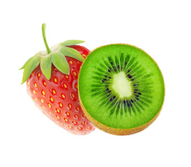 Isolated kiwi and strawberry
