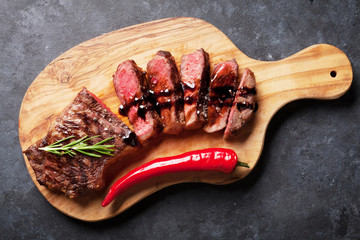 Grilled sliced beef steak