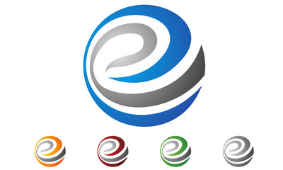 global, letter E logo vector