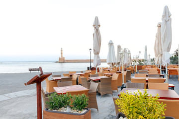 Venice embankment in the old harbor of Chania.