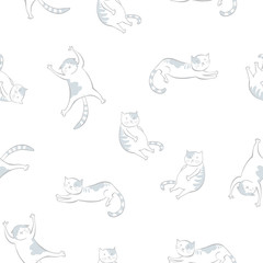 The seamless vector pattern with funny cats