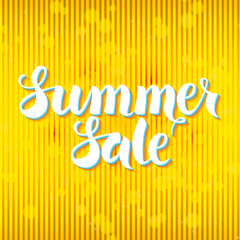 Summer Sale Lettering over Yellow Abstract Background
