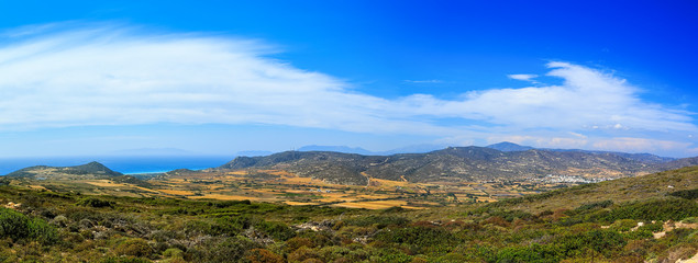 Valley on the island Rhodes Sea Mountain Town