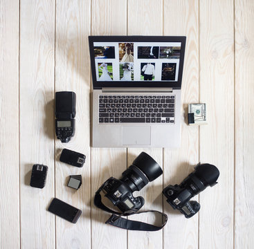 Photographer Wedding Equipment Camera Business Work Hobby Lifestyle Start Up Concept