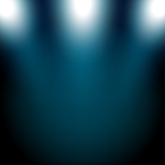 Blue spotlights shining