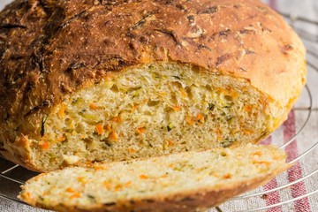 A round loaf of homemade Zucchini Carrot Bread