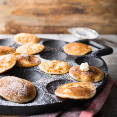 Dutch mini pancakes called poffertjes