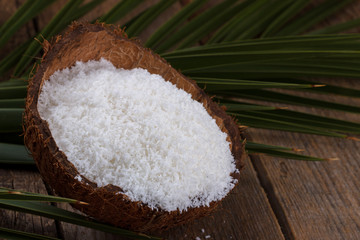 Fototapeta na wymiar Close up of coconut flakes