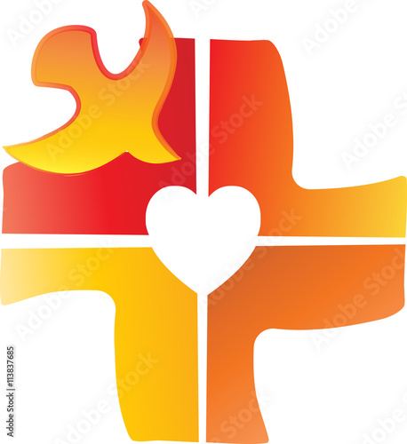 of in symbol christianity fire a Holy in of the dove a carved  Spirit of a shape on  symbol cross