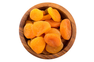 Dried apricots on white background