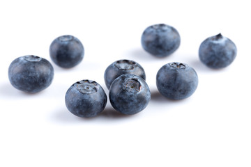 Blueberries on white background