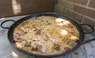 Typical and traditional spanish paella