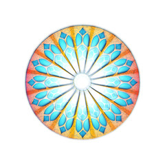 Gothic rosette, church stained glass window.