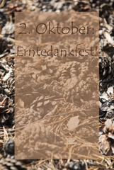 Vertical Autumn Card, Erntedankfest Means Thanksgiving