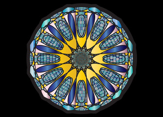 Gothic rosette window pattern, color illustration