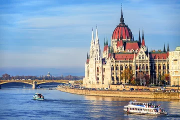 Foto op Plexiglas Het parlementsgebouw aan de Donau, Boedapest, Hongarije © Boris Stroujko
