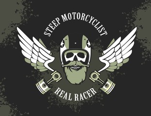 retro emblem motorcyclist