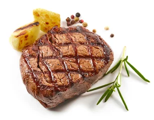 Plexiglas foto achterwand grilled beef steak © Mara Zemgaliete