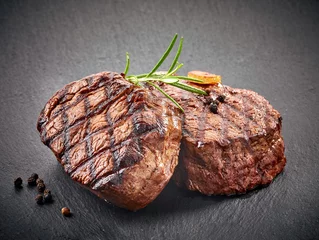Fotobehang grilled beef steaks © Mara Zemgaliete