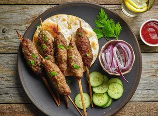 grilled minced meat skewers kebabs