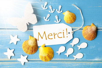 Sunny Summer Greeting Card With Merci Means Thank You