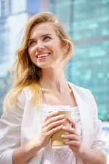 Beautiful Woman with Coffee to