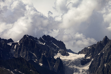 Mountains in clouds before rain