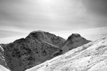 Black and white off-piste slope